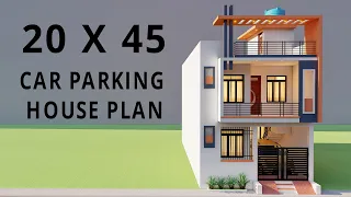 20 x 45 काम से काम खर्चे में बनाये अपने सपनो का घर,3D 6 Bedroom With Car Parking House Design
