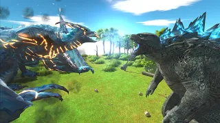 Supercharged Godzilla vs Supercharged Rodan (Thunderbird)! - Animal Revolt Battle Simulator