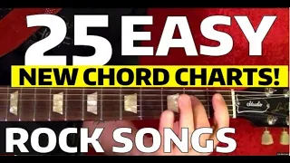 25 Easy Rock Songs For Beginners Guitar Lesson With CHORD CHARTS