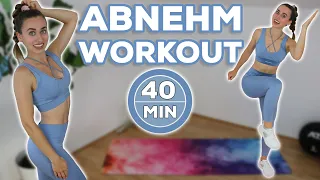 40 Min. WOHNZIMMER FATBURN WORKOUT (+ Warm Up & Cool Down) | Fullbody Abnehm Workout!