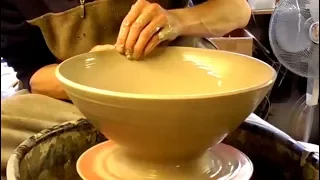 Making a Clay Pottery Bowl on the Wheel