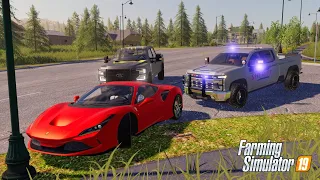 HIGH SPEED POLICE CHASE FOR STOLEN AUDI R8 | ROLEPLAY | FARMING SIMULATOR 19