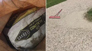 using CHEAP bags concrete to “strengthen a gravel driveway”