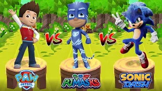 Tag with Ryan vs Sonic Dash vs PAW Patrol Ryder Run - PJ Masks Catboy vs All Characters Unlocked