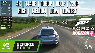 GT 1030 | Forza Horizon 4 - 4K, 1440p, 1080p, 900p, 720p - High, Medium, Low, Lowest