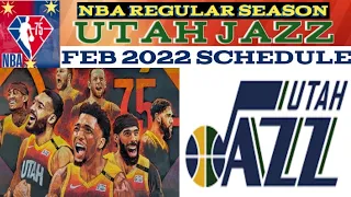 UTAH JAZZ Game SCHEDULE for FEBRUARY 2022