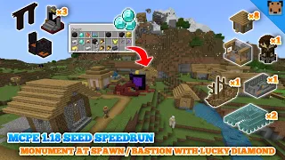 Minecraft pe 1.18 seed speedrun - Monument at spawn / Portal with bastion & fortress / Lucky diamond