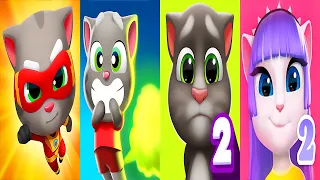 Talking Tom Hero Dash VS Talking Tom Farts VS My Talking Angela 2 VS My Talking Tom 2 - 4K Gameplay