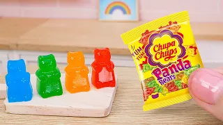 DIY Miniature Chupa Chups Gummy Bear Candy Recipe - ASMR Tiny Fruits Jelly Decorating | Mini Bakery