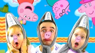 Peppa pig on Russian ISLAND FRUIT 🚂! WHO is BETTER DADDY pig Mommy PIG play three!