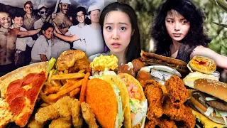 1 Woman and 32 Men TRAPPED on a remote island for 7 years| FREEZE-DRIED FAST FOOD MUKBANG