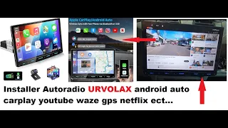 Install URVOLAX Android car radio 1 din UR90A car radio android auto carplay youtube waze gps