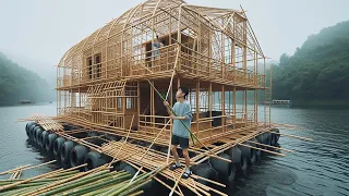 A Young Man Is Building A Ship-Like Houseboat Alone, The Frame Has Been Built#houseboat