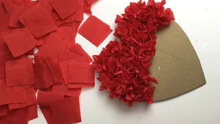 Crepe paper puffy Heart valentine's window decorations easy craft /Diyvalentinesday/best out ofwaste