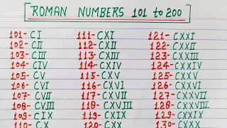 Roman numerals 101 to 200 || Roman numbers 101 to 200 || Roman ginti 101 to 200