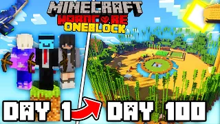 We Survived 100 Days on ONE BLOCK in Minecraft Hardcore...