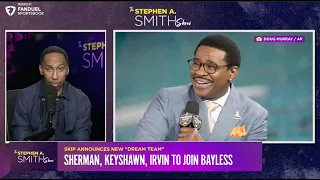 “I am not happy.” Stephen A, Smith breaks down Michael Irvin, Keyshawn Johnson joining Skip Bayless