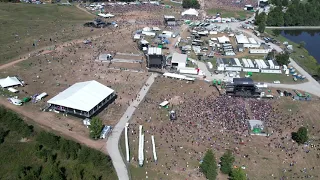 Blue Ridge Rock Fest from above on Friday mid day 2021 outside of Danville Va