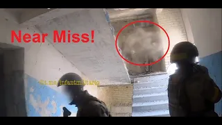 Close combat in Severodonetsk, Foreign soldier near miss from enemy fire!