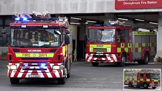 Fire engines in Dublin with siren, lights and horn sounds 🚒
