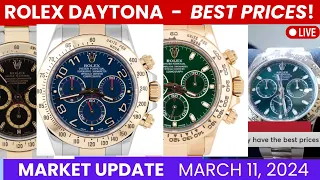 ROLEX Daytona - Best Prices - Watch Market Update March 11 '24. John Mayer, Racing Dial