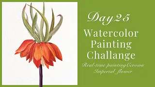 Real-Time Crown Imperial Flower Watercolor Painting with Calm Music | Relaxing Demo 🌺🎨