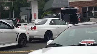 JDM cars flood gas station