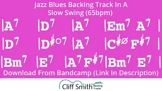 A Major - Slow Jazz Blues Backing Track (65bpm)