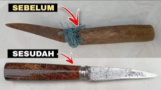 cara membuat gagang pisau keren dari sabut kelapa‼️memperbaiki gagang pisau rusak @bangsyam22