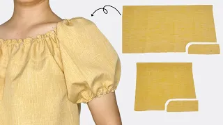 EASY pattern to make puff sleeves elastic neckline blouse | diy clothes
