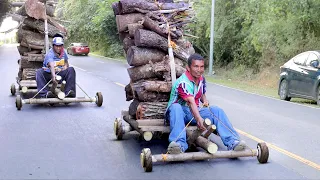 Riding Handmade Wooden Carts in South America