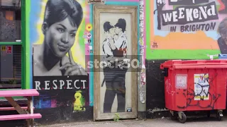 Banksy's Kissing Coppers In Brighton, Wide And Close Up, UK