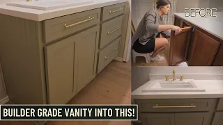 UPGRADING MY BASIC BUILDER GRADE VANITY INTO THIS! | Bathroom Makeover Pt 6