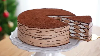 No-Oven / Make a beautiful and delicious chocolate cake for the New Year. 🍫  Crepe Cake / Cup