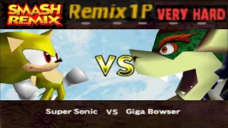 Smash Remix - Classic Mode Remix 1P Gameplay with Super Sonic (VERY HARD)