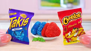 Takis Vs Cheetos Challenge🐯 Want A Miniature Cheetos Chicken Cheese Sandwich Shape🏆Tina Mini Cooking