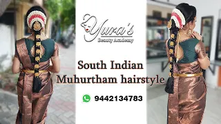 South Indian Muhurtham hairstyle || Yuras Beauty Academy in Virudhunagar