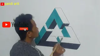 3D WALL DECORATION EFFECT |  3D CREATIVE WALL PAINT |  OPTICAL ILLUSION 3D WALL PAINTING TRIANGLE