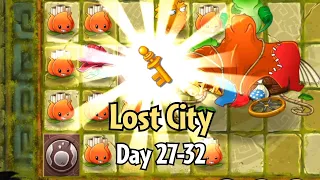 PvZ2 Lost City - Day 27, 28, 29, 30, 31, 32 Adventures - Using Level 1 World Plants - Gameplay
