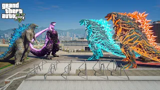 Godzilla 2021 x Shin Godzilla vs Team Godzilla Earth - Epic Fight ( GTA V Mods )