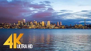 4K UHD Seattle Cityscape with City Sounds | City Life Footage. Seattle the Emerald City - 2 HRS