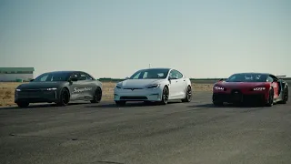 lucid Sapphire vs plaid Tesla drag race