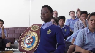 WBO World Title Belt shown to the young students of Marcellin Kids