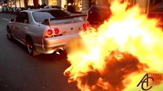 Nissan Skyline - HUGE FLAMES + Police let him off!