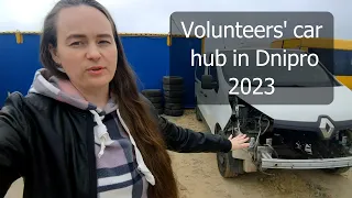 War in Ukraine-2023. Car park for volunteers in Dnipro