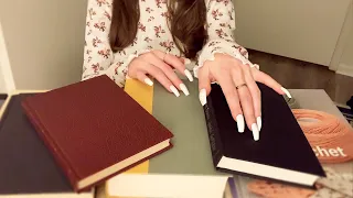 ASMR 1H Gentle Scratchy Tapping on Hardcover Books 📚 (whispered)