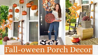 FALL 2023 DECORATE WITH ME 🍁 PART 3 | Fall Porch, Hanging Pumpkins, DIY Wreath