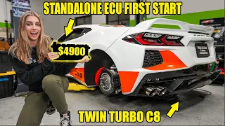 FIRST START On Standalone ECU For My Twin Turbo C8 Corvette... (holy s**t)