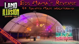 Big Mama's Revenge at Land of Illusion Scream Park 2021 - haunted maze walkthrough in 4K