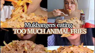 Mukbangers eating too much animals fries / Animal Style Fries Asmr Mukbang Compilation